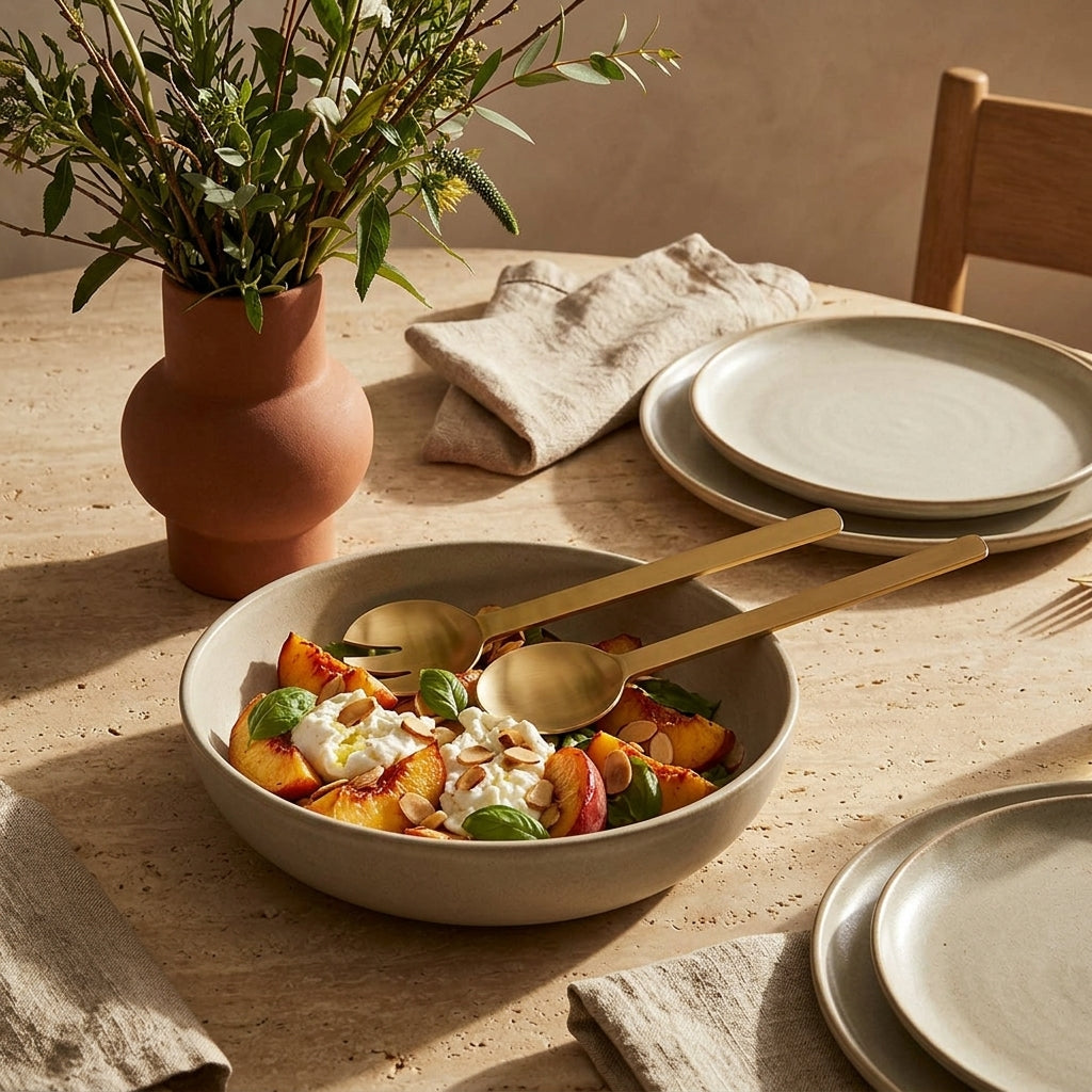 GEO SALAD SERVERS | Brass
