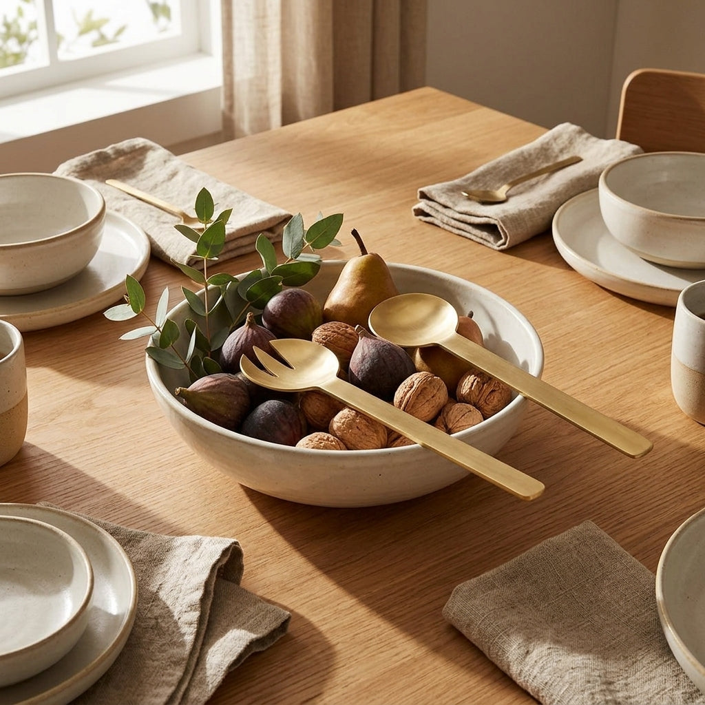 GEO SALAD SERVERS | Brass