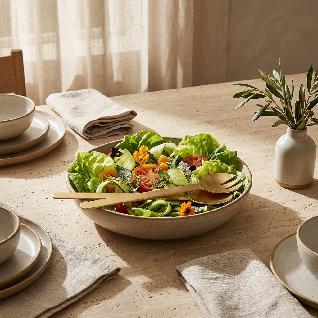 GEO SALAD SERVERS | Brass