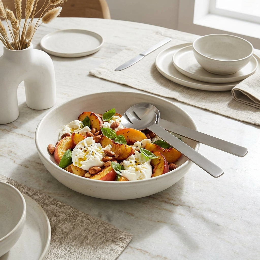 GEO SALAD SERVERS | Brushed Nickel