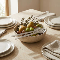 GEO SALAD SERVERS | Brushed Nickel