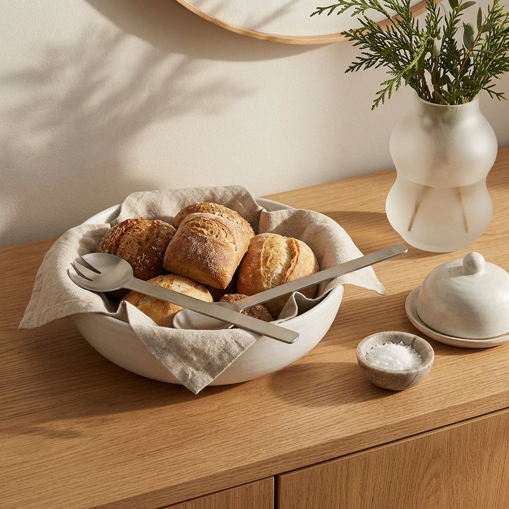 GEO SALAD SERVERS | Brushed Nickel