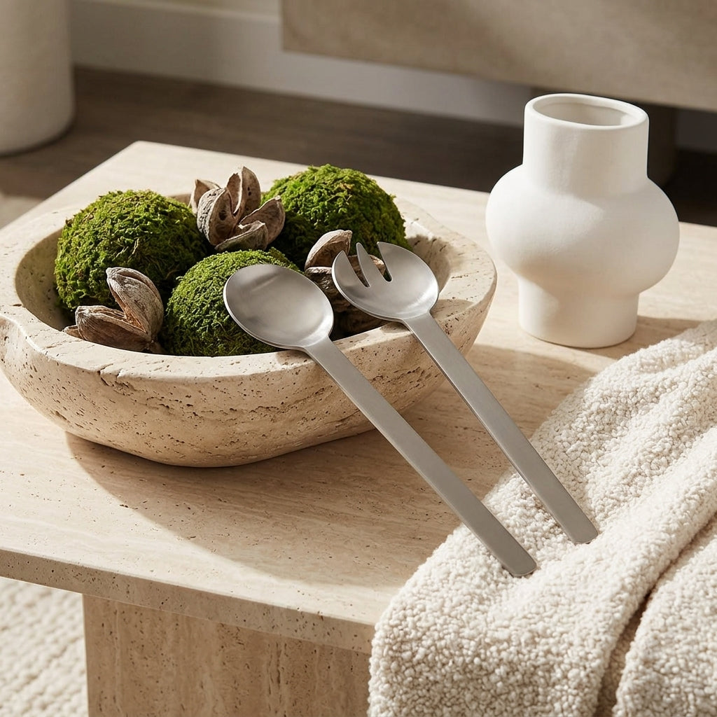 GEO SALAD SERVERS | Brushed Nickel