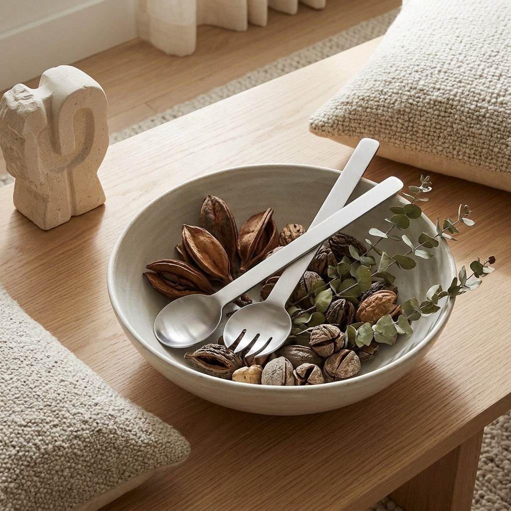 GEO SALAD SERVERS | Brushed Nickel