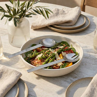 GEO SALAD SERVERS | Brushed Nickel
