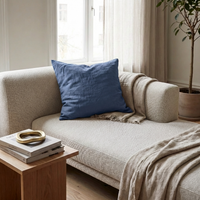 STONEWASHED LINEN SQUARE CUSHION COVER | 65*65 | Marine Blue - Shop premium Home Decor for modern interiors - premium homewares - luxury home decor online