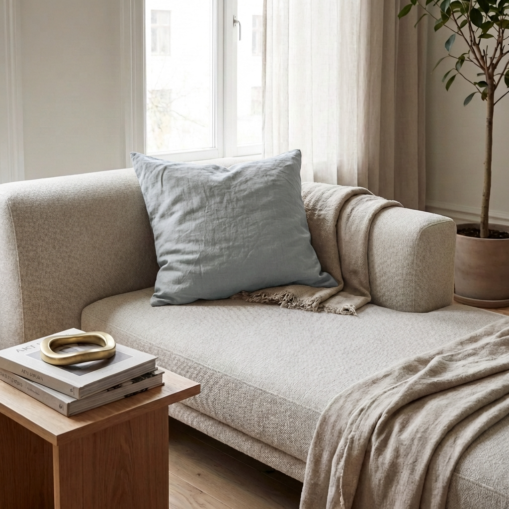 STONEWASHED LINEN SQUARE CUSHION COVER | 65*65 | Mist - Shop premium Home Decor for modern interiors - premium homewares - luxury home decor online