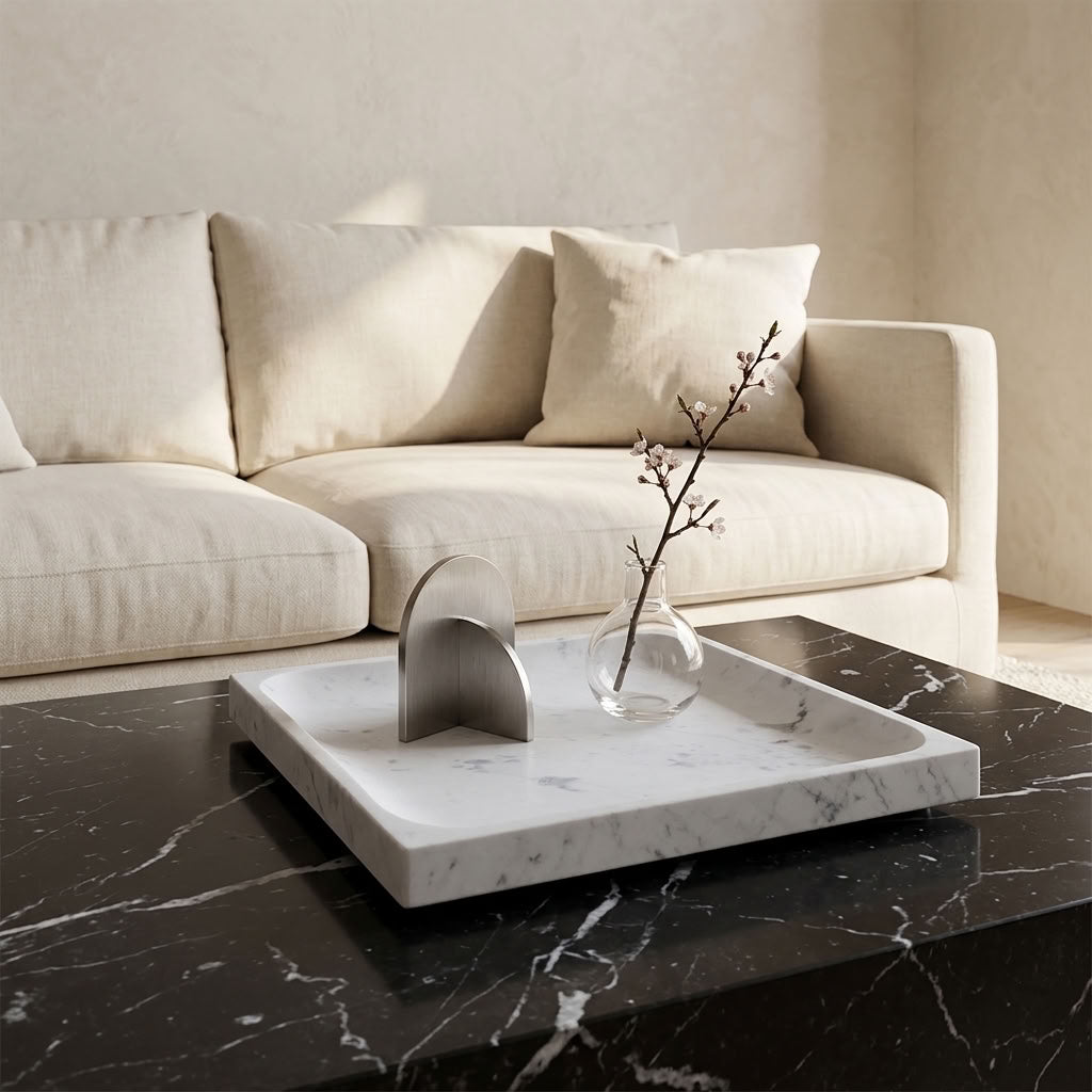 SQUARE STONE TRAY | Carrara - Shop premium Home Decor for modern interiors - premium homewares - luxury home decor online