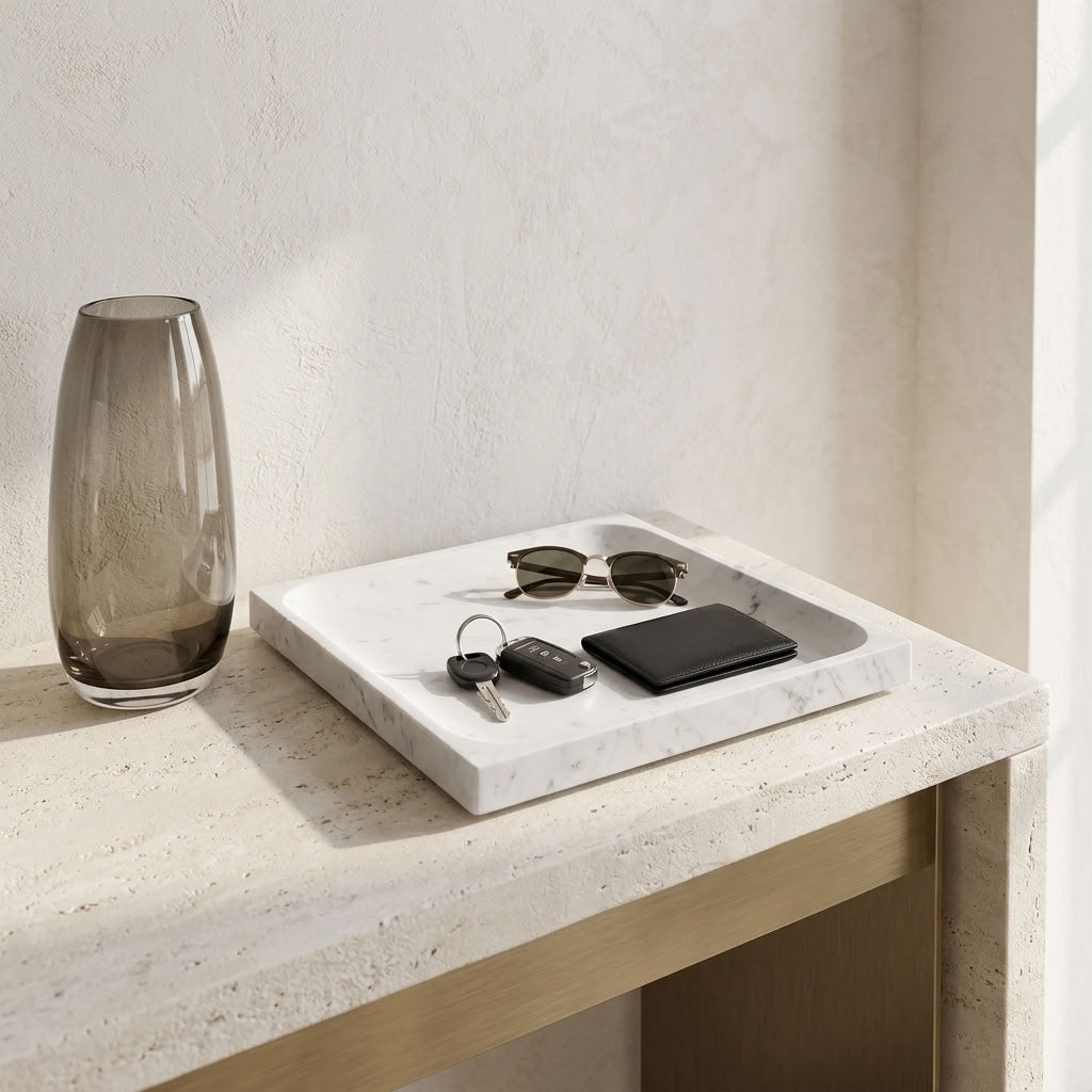 SQUARE STONE TRAY | Carrara - Shop premium Home Decor for modern interiors - premium homewares - luxury home decor online
