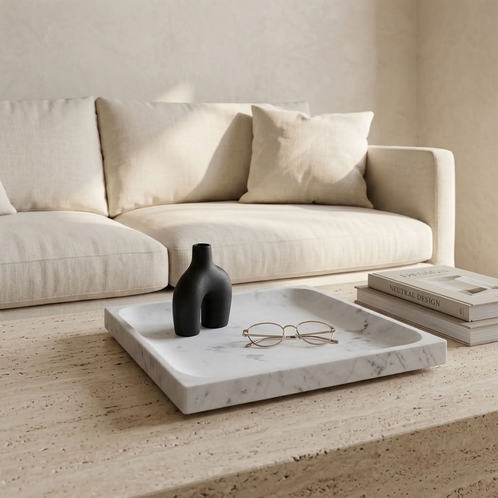 SQUARE STONE TRAY | Carrara - Shop premium Home Decor for modern interiors - premium homewares - luxury home decor online