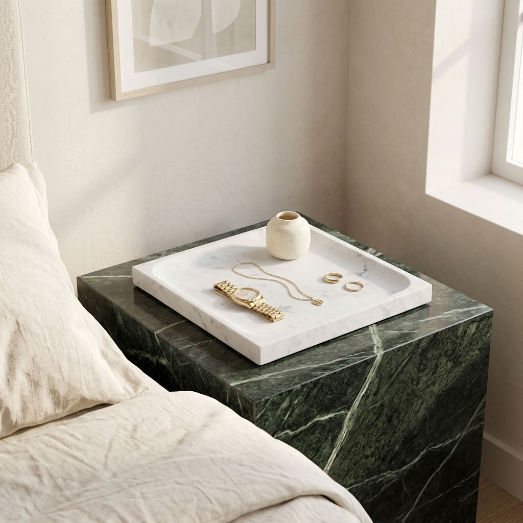 SQUARE STONE TRAY | Carrara - Shop premium Home Decor for modern interiors - premium homewares - luxury home decor online