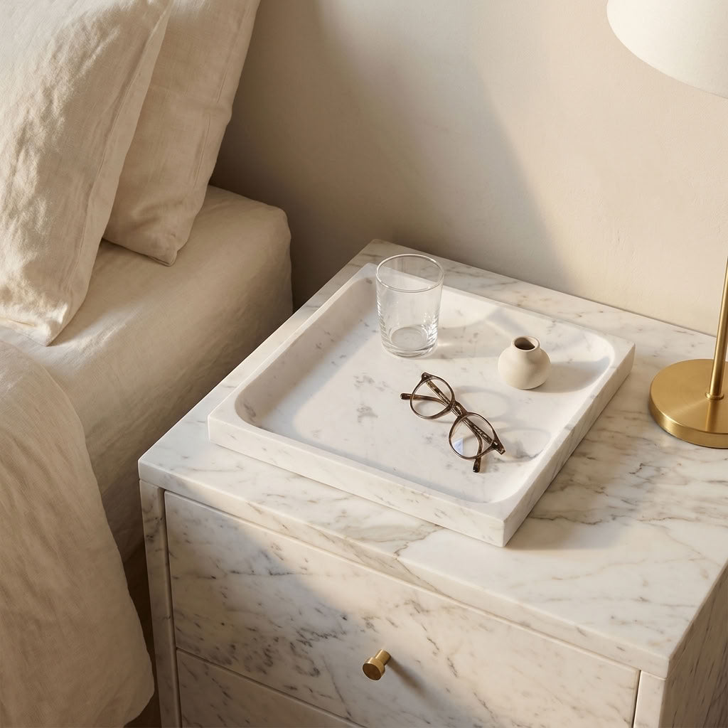 SQUARE STONE TRAY | Carrara - Shop premium Home Decor for modern interiors - premium homewares - luxury home decor online