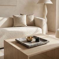SQUARE STONE TRAY | Silver Travertine