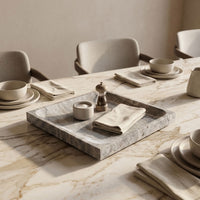 SQUARE STONE TRAY | Silver Travertine