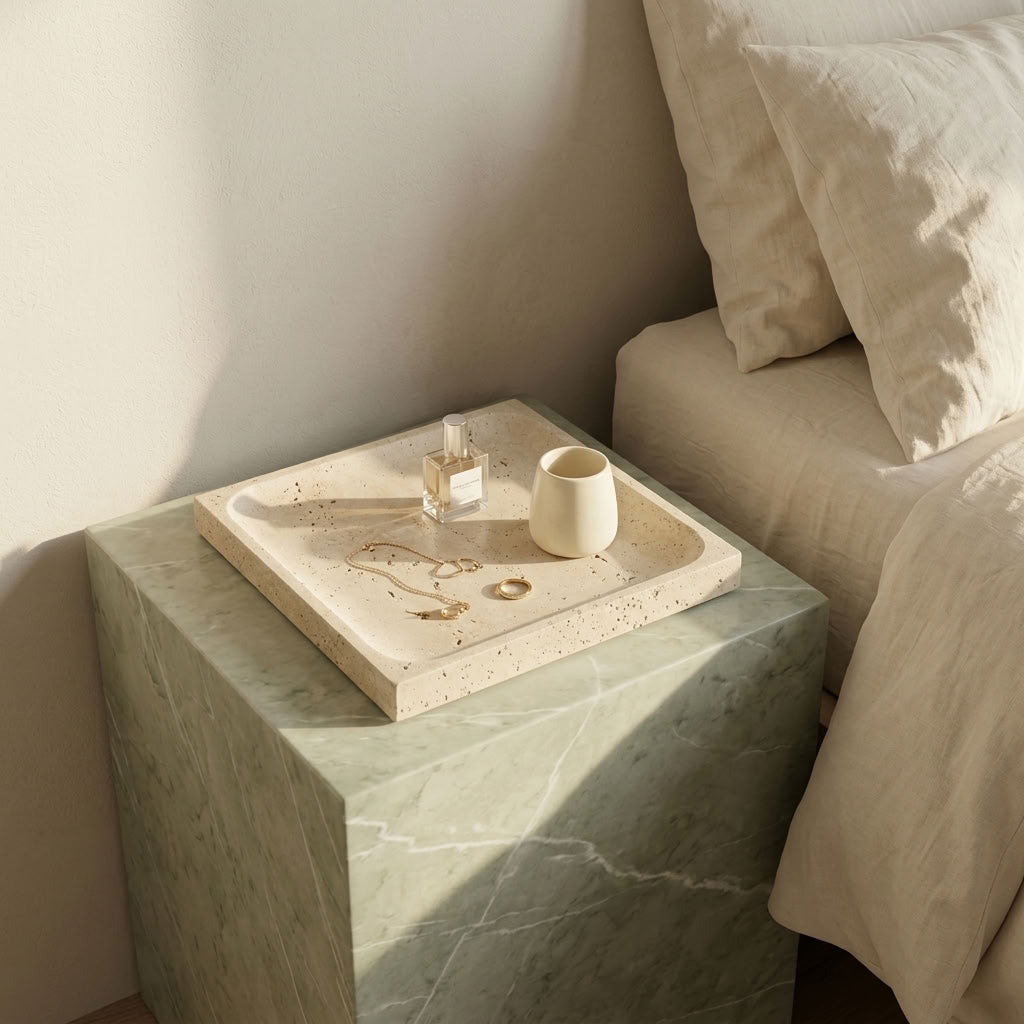 SQUARE STONE TRAY | Travertine