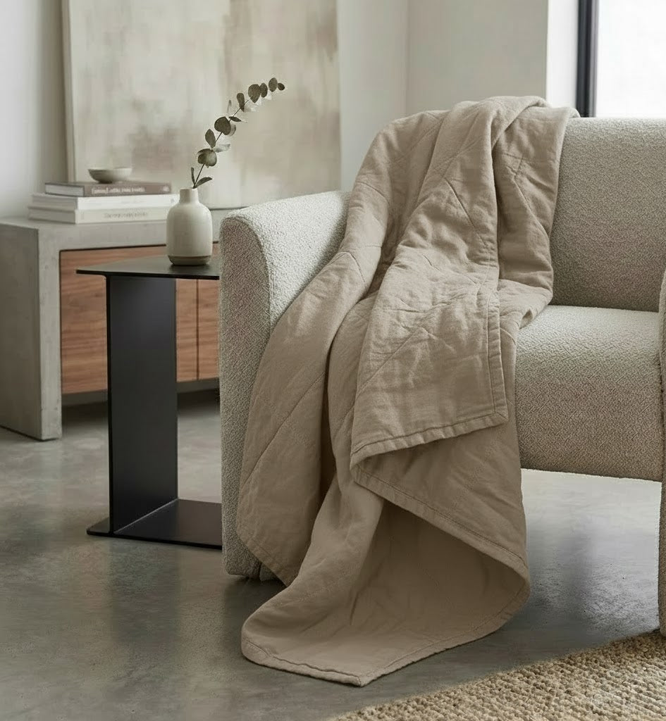 STONEWASHED LINEN THROW | 160*210 Stone - Shop premium Home Decor for modern interiors - premium homewares - luxury home decor online