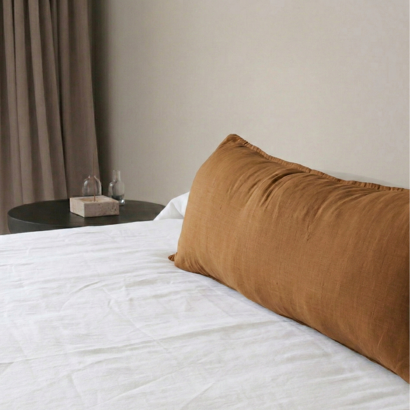 STONEWASHED LINEN LUMBAR CUSHION COVER | Toffee - Shop premium Home Decor for modern interiors - premium homewares - luxury home decor online