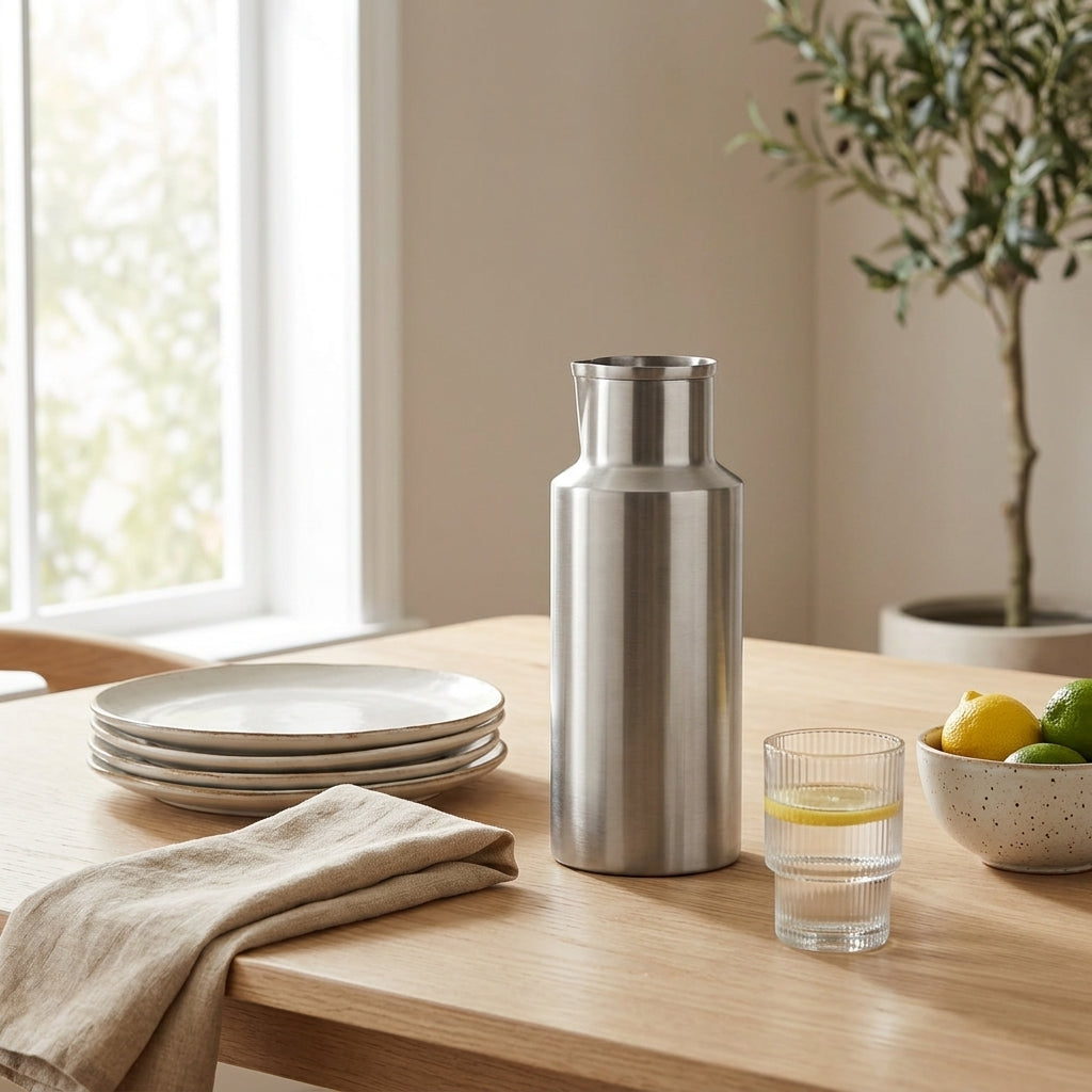GEO WATER PITCHER | Brushed Nickel - Shop premium Home Decor for modern interiors - premium homewares - luxury home decor online