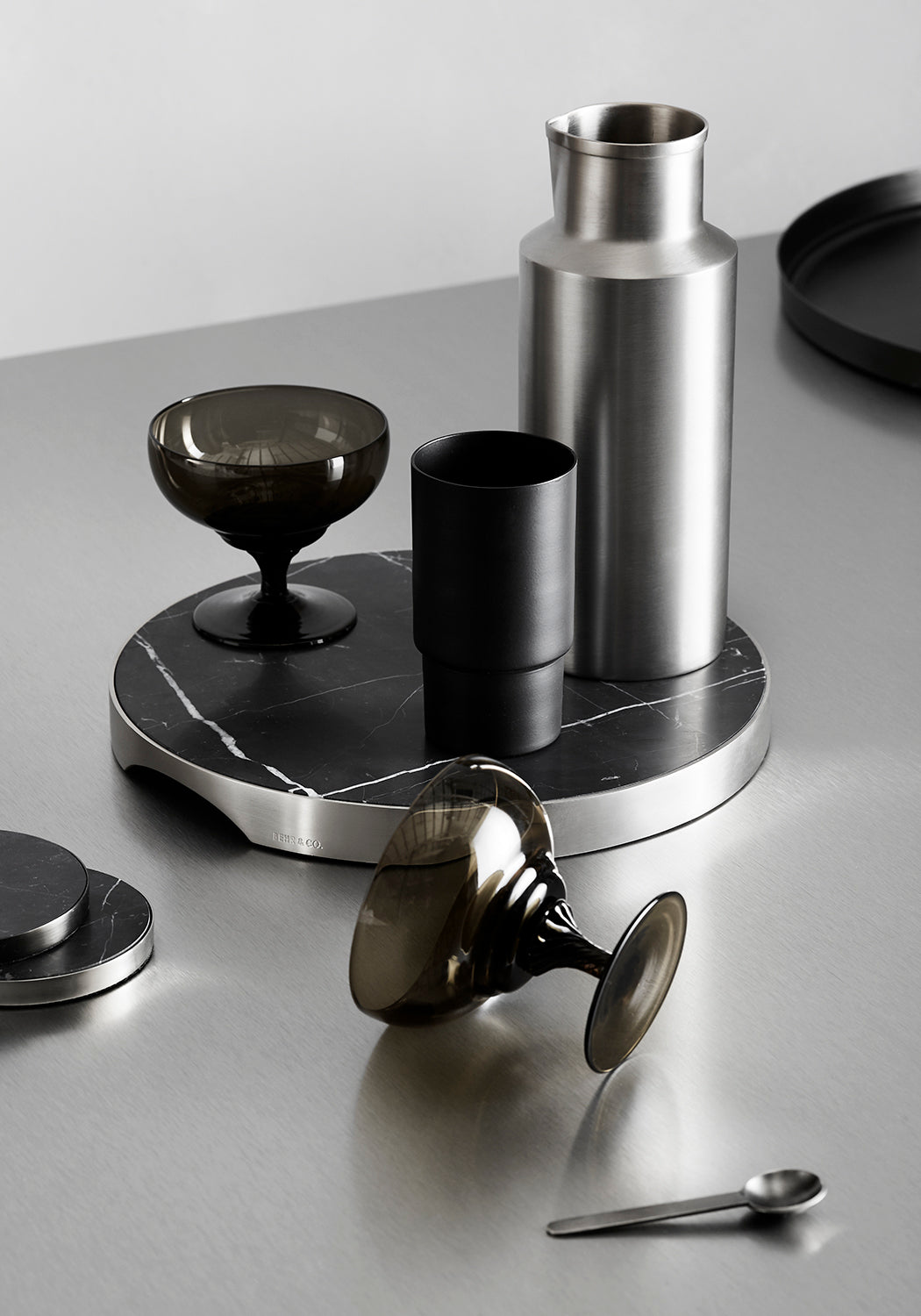 GEO GRAZING BOARD ROUND | Brushed Nickel & Nero