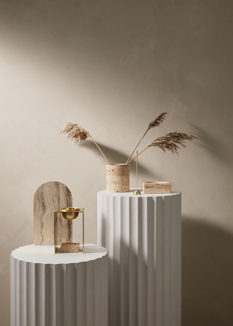 OIL BURNER  | Brass & Travertine