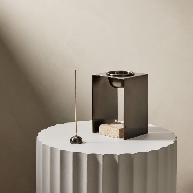 HALF MOON INCENSE HOLDER  | Black Nickel
