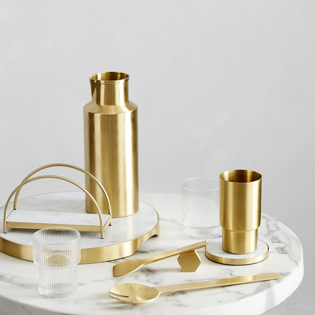 GEO GRAZING BOARD ROUND | Brass & Carrara