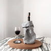 STONEWASHED LINEN BOTTLE POUCH | Charcoal Stripe