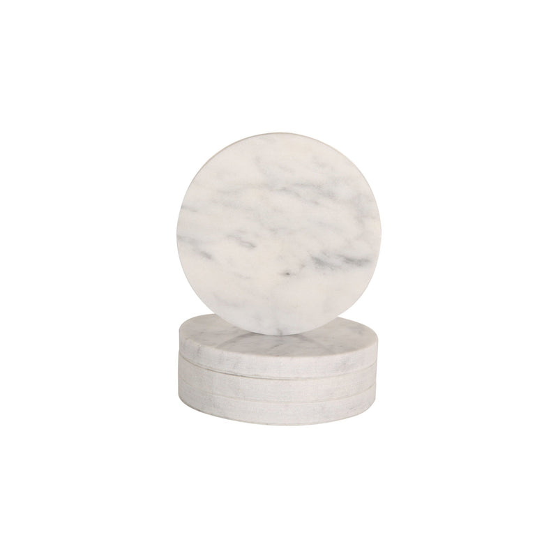CIRCLE MARBLE COASTERS | White | Set of 4 Home Decor B E H R & C O.
