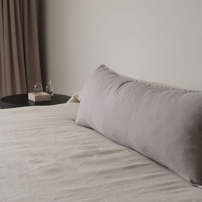 STONEWASHED LINEN LUMBAR CUSHION COVER | Ash - Shop premium Home Decor for modern interiors - premium homewares - luxury home decor online